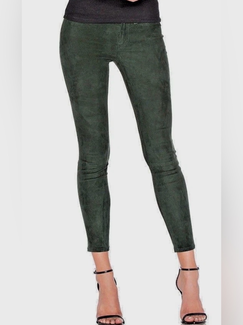 Rag & Bone Scarab Suede Stretch Capri Skinny Jeans Leggings Forest green 25 NWOT